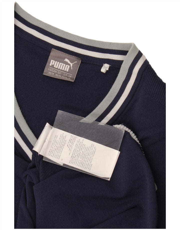 Maglione Puma da uomo con scollo a V piccolo in nylon blu navy
