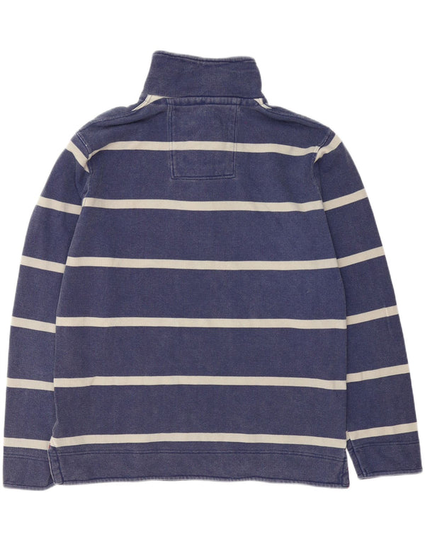 Crew Clothing Felpa da uomo con collo con zip, maglione piccolo a righe blu navy