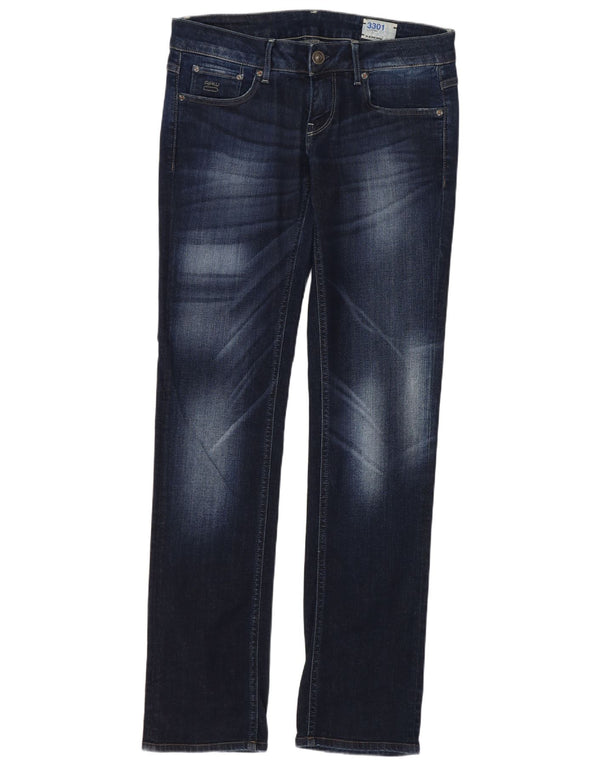 Jeans dritti con lavaggio acido a vita bassa 3301 da donna G-Star W29 L34 Blu navy
