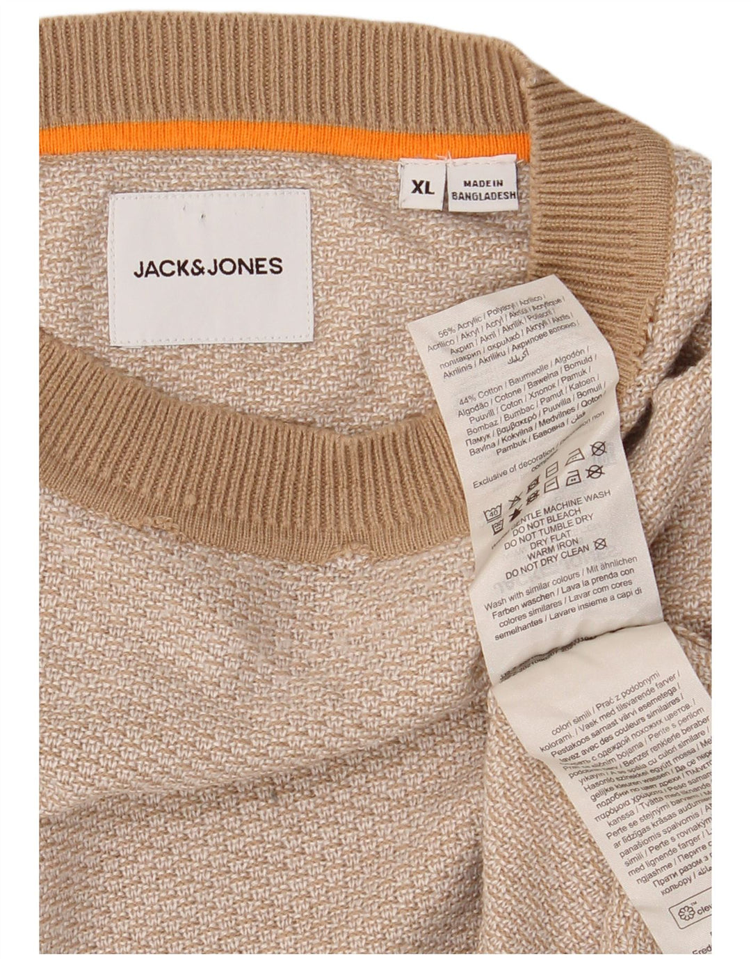 JACK & JONES Maglione maglione girocollo da uomo XL Beige acrilico