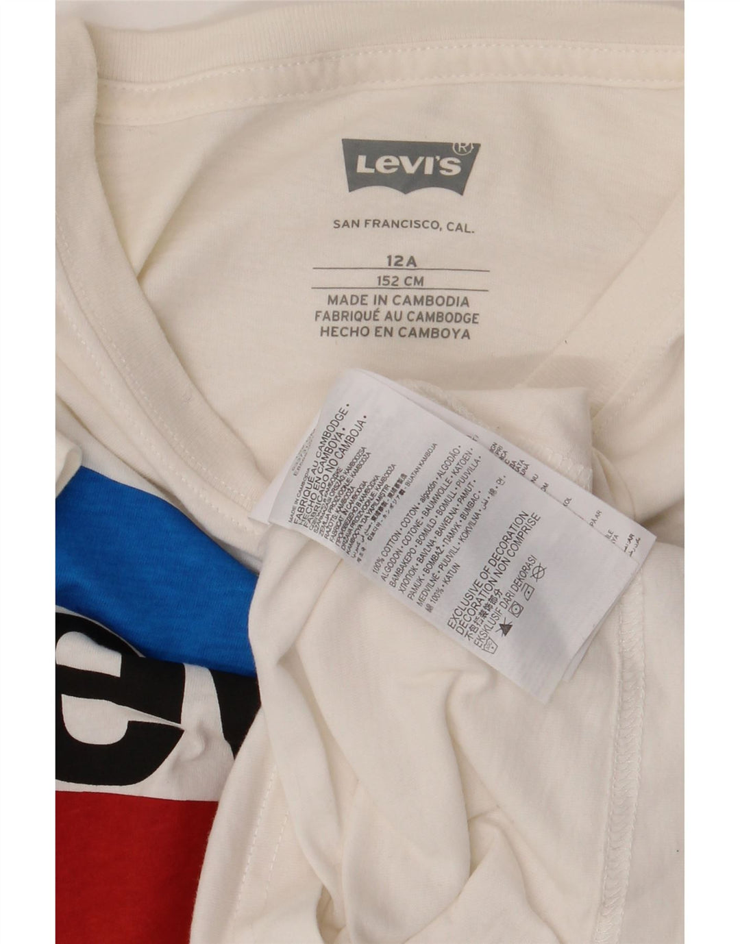 T-shirt grafica per ragazzi Levi's Top 11-12 anni in cotone bianco