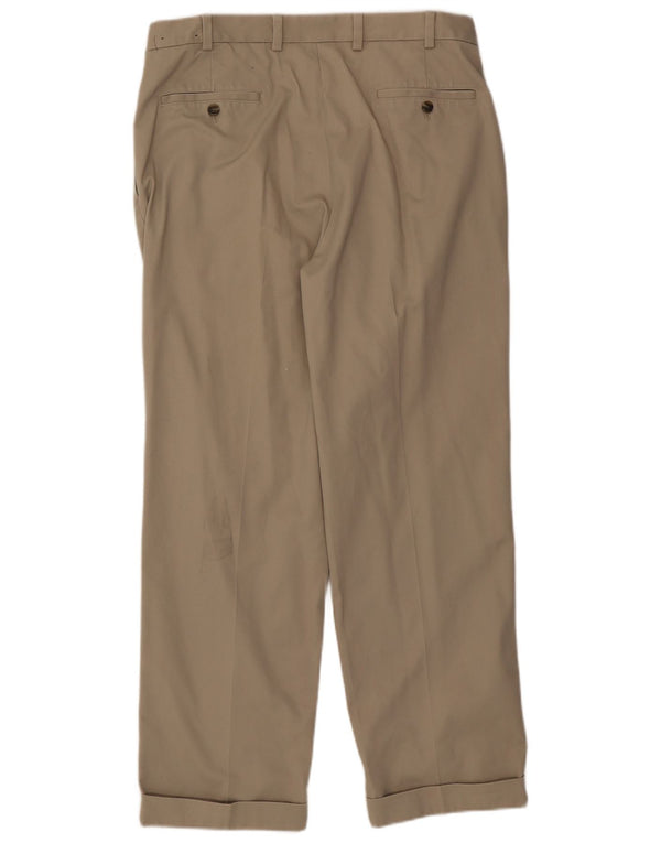 BROOKS BROTHERS Mens Elliot Pegged Chino Trousers W36 L30 Beige Cotton