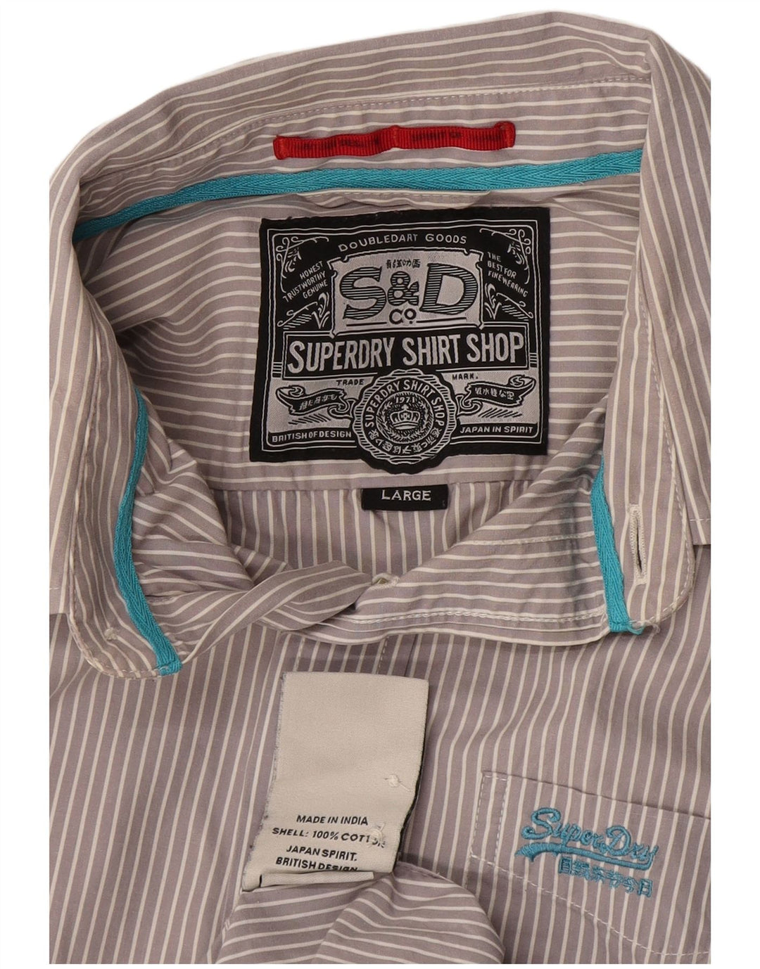 Camicia da uomo Superdry in cotone a righe grandi grigie