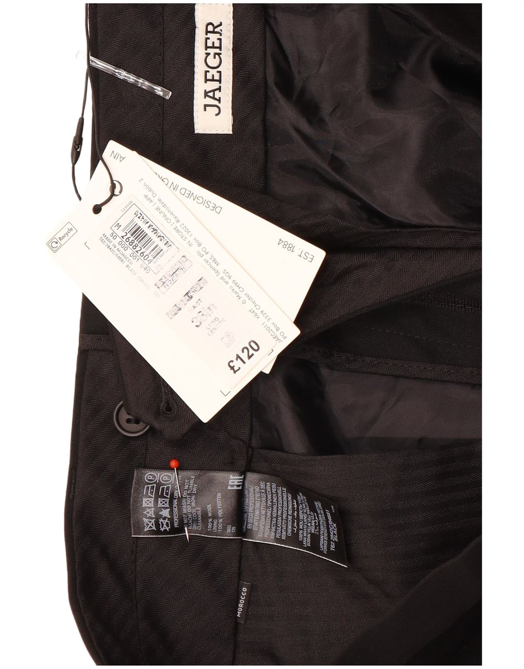 Pantaloni casual slim da uomo Jaeger W38 L33 lana nera