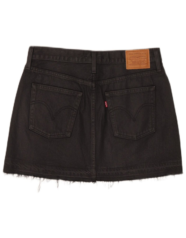 Mini gonna di jeans da donna Levi's W27 piccola in cotone nero