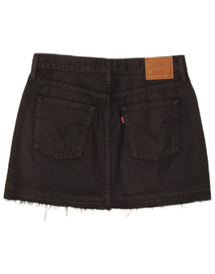 Mini gonna di jeans da donna Levi's W27 piccola in cotone nero