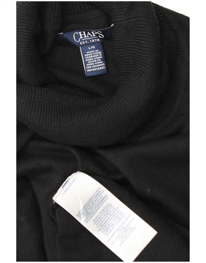 Maglione maglione collo alto da donna Chaps UK 16 grande cotone nero