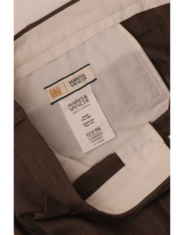 Pantaloni da abito con pegging da uomo Marks & Spencer W38 L31 poliestere grigio