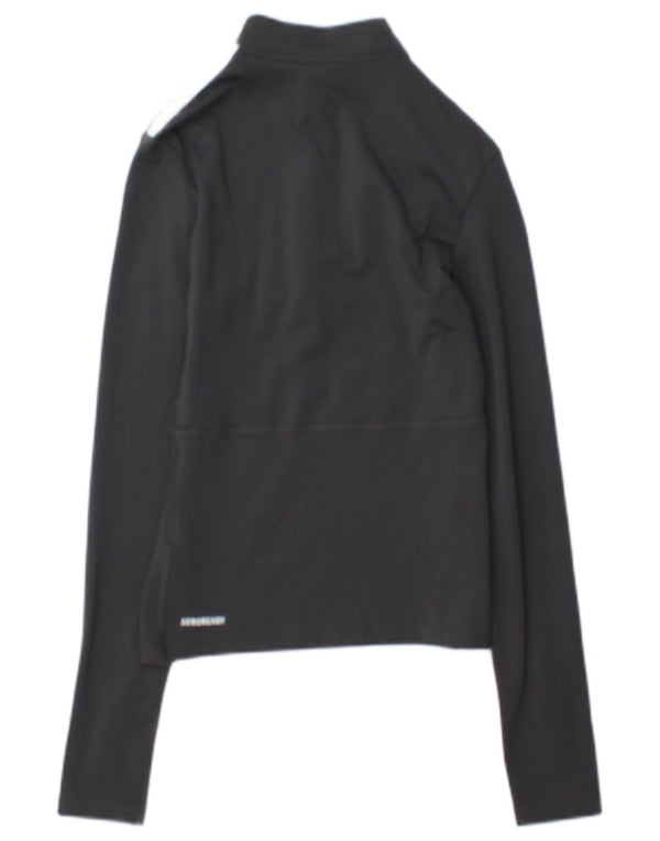 Top della tuta da ginnastica Adidas da donna con collo e zip UK 4/6 XS Grigio Colourblock