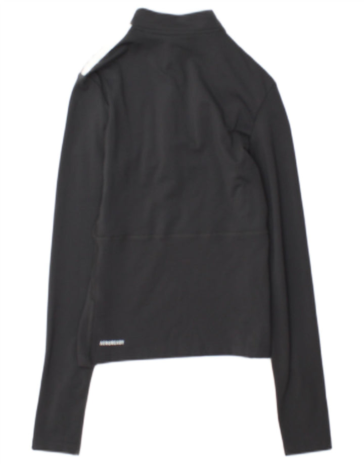 Top della tuta da ginnastica Adidas da donna con collo e zip UK 4/6 XS Grigio Colourblock