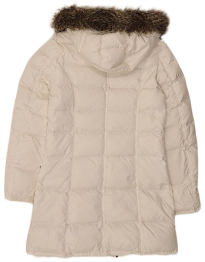 Cappotto imbottito con cappuccio da donna Tommy Hilfiger UK 12 poliestere bianco medio