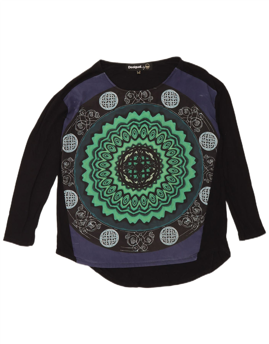Desigual Donna Abstract Pattern Top Manica Lunga UK 20 2XL Nero Moderno