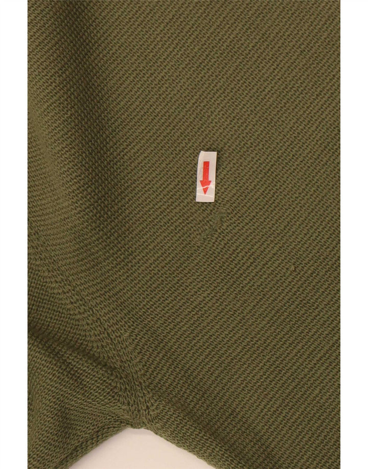Maglione maglione vintage da donna con collo alto IT 52 XL Lana geometrica kaki