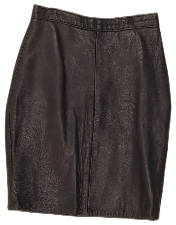 Vintage Womens Leather Pencil Skirt UK 10 Small W25 Black