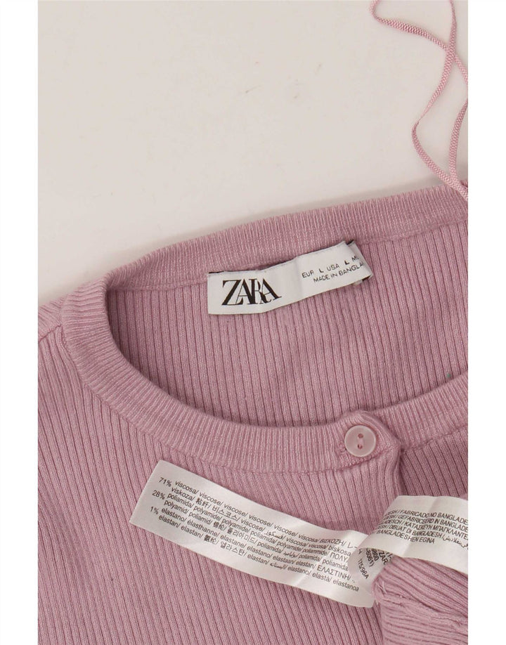 Top corto da donna Zara UK 14 grande rosa in viscosa