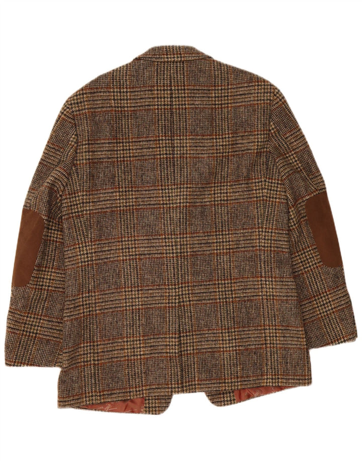 Giacca blazer da uomo a 2 bottoni Harris Tweed IT 52 XL lana a quadri marrone