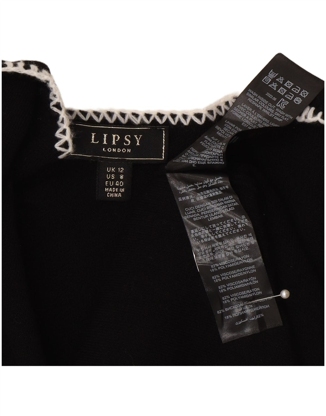 Maglione cardigan aperto lungo da donna Lipsy UK 12 Viscosa nera media
