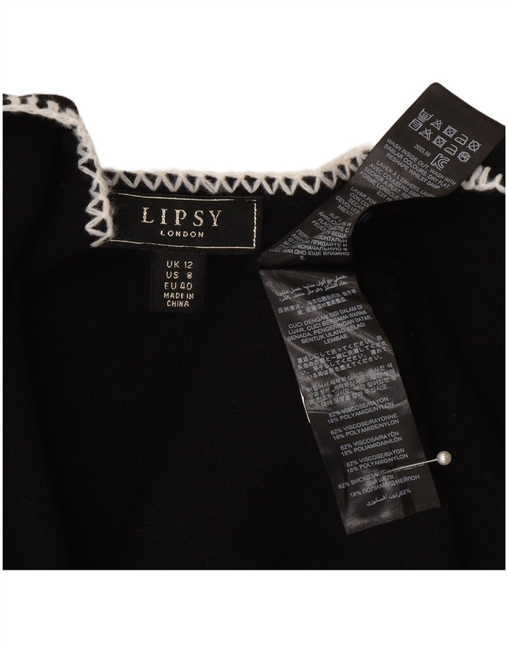 Maglione cardigan aperto lungo da donna Lipsy UK 12 Viscosa nera media