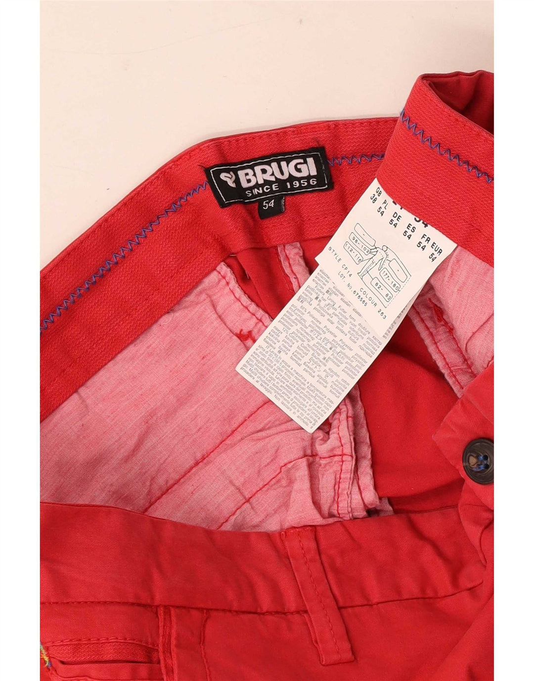 Pantaloncini chino da uomo con vestibilità regolare Brugi W38 XL in cotone rosso