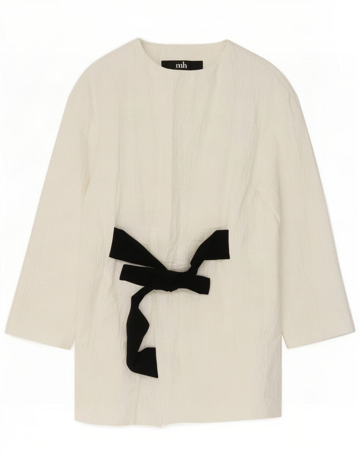 Giacca blazer oversize lunga da donna Zara UK 6 XS cotone bianco