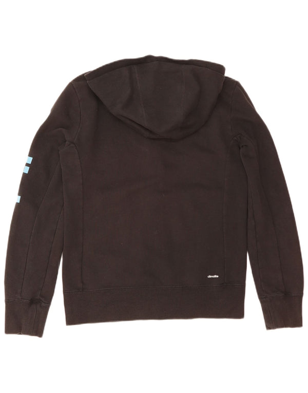 Maglione con cappuccio e zip grafica da donna Adidas UK 12/14 Cotone nero medio