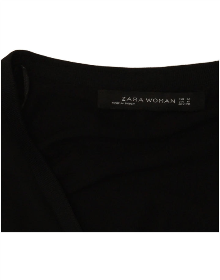 Top Zara con maniche a 3/4 da donna UK 12 medio nero