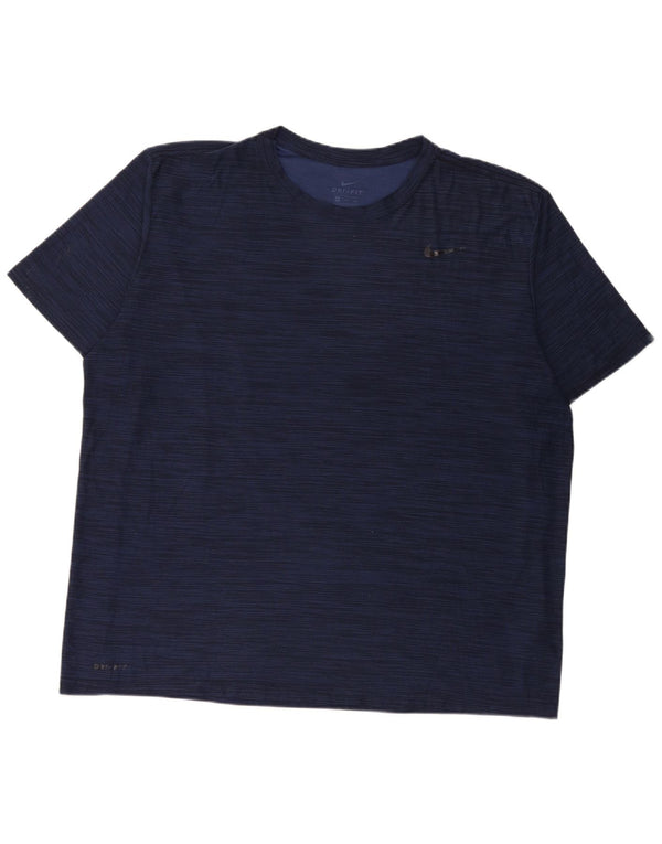 Nike Mens Dri Fit T-Shirt Top 2XL Navy Blue Flecked Polyester