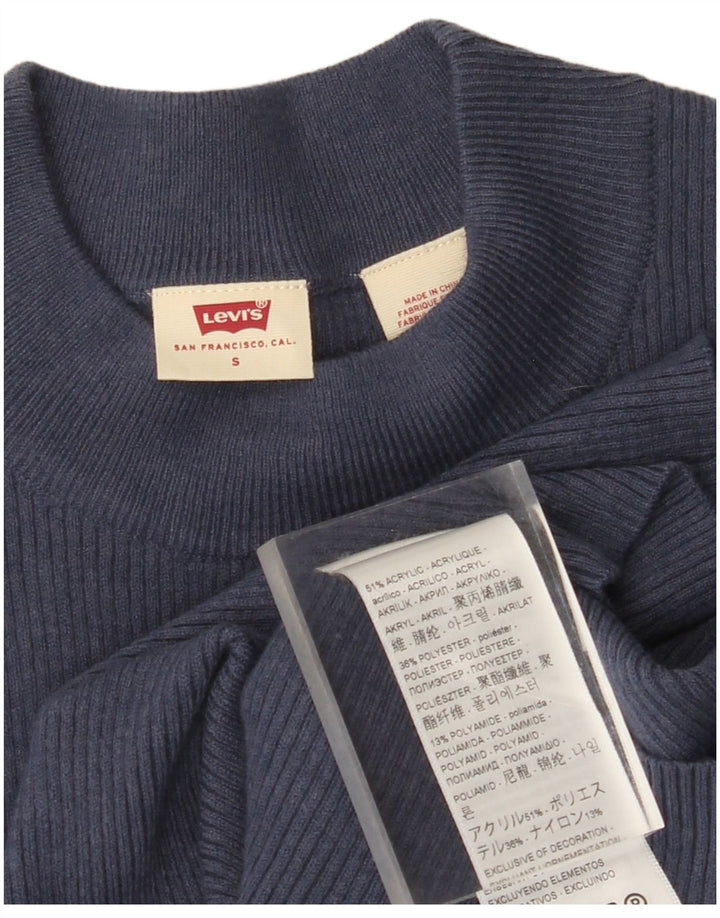 Maglione maglione girocollo da donna LEVI'S UK 8 piccolo acrilico blu navy