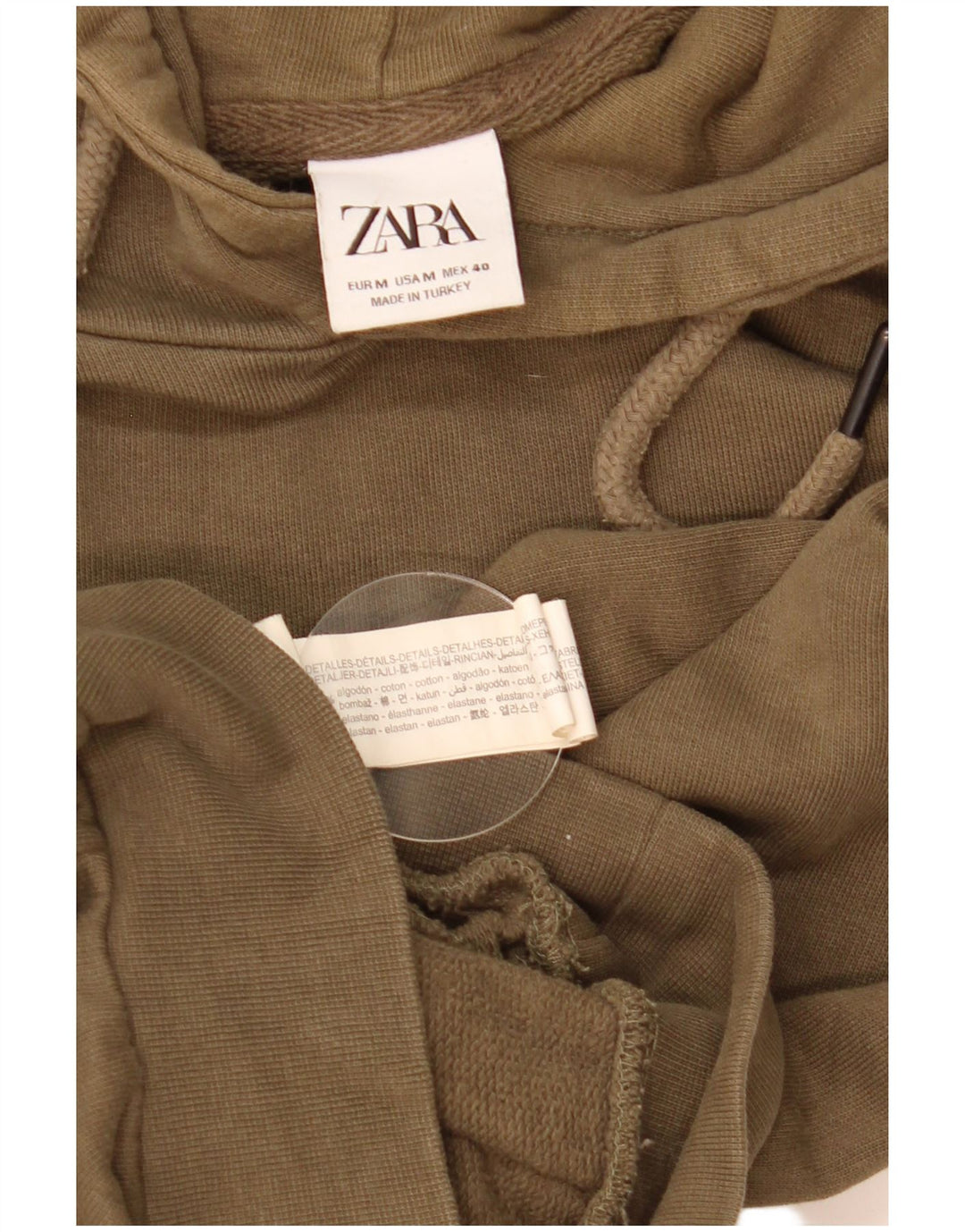 Felpa con cappuccio da uomo Zara in cotone kaki medio
