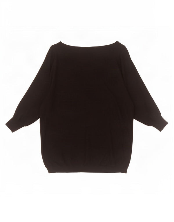 Guess Maglione da donna con scollo a barchetta con maniche a 3/4 con grafica UK 10 Small Nero