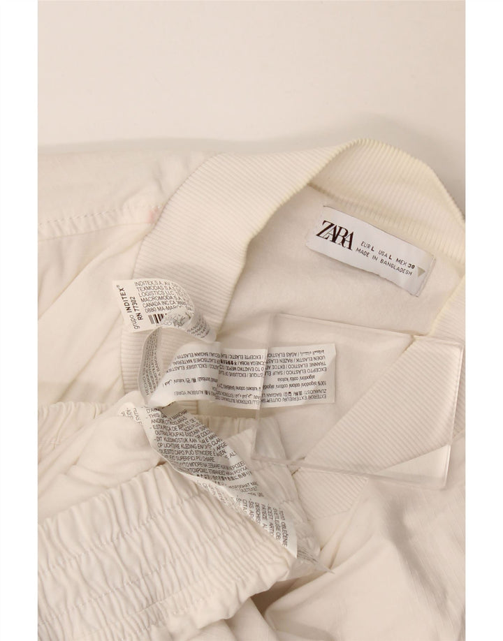 Giubbotto bomber corto da donna Zara UK 16 grande cotone bianco