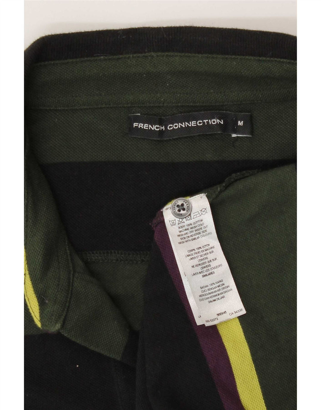 Polo da uomo vestibilità regolare French Connection in cotone a righe verde medio