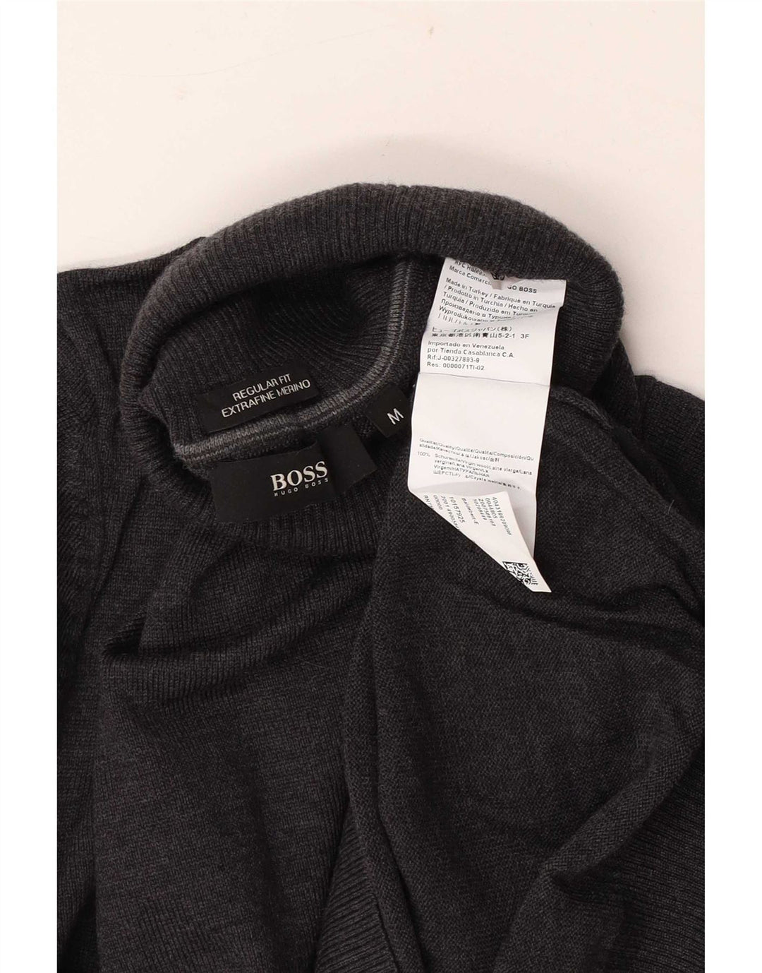 Hugo Boss Maglione da uomo con vestibilità regolare e collo alto, in lana vergine grigio medio