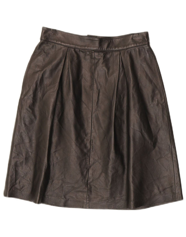 Gonna in pelle vintage da donna XS W25 in pelle nera