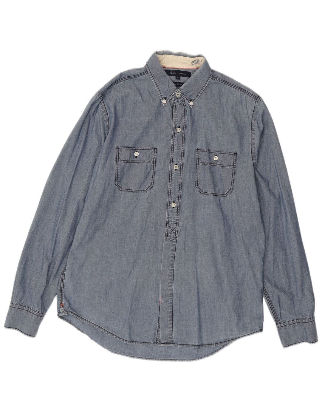 TOMMY HILFIGER Camicia da uomo New York Fit in cotone blu medio