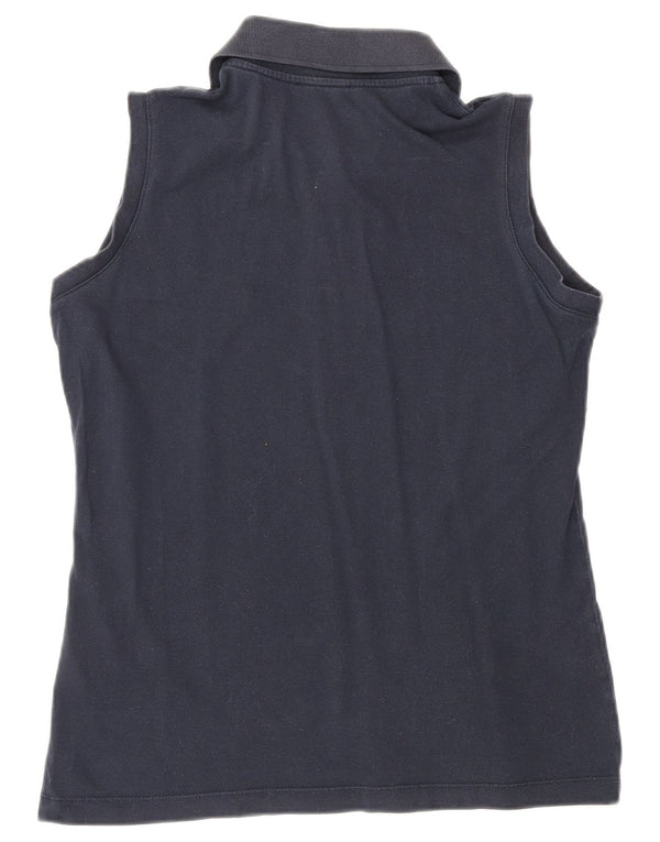 Polo senza maniche da donna Sergio Tacchini UK 14 Large in cotone blu navy