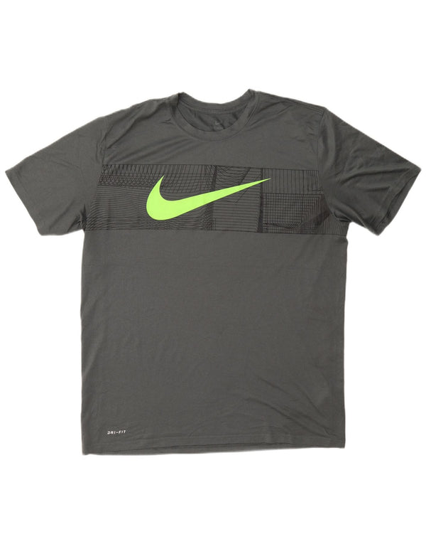 T-shirt grafica Nike Dri Fit da uomo XL in poliestere grigio