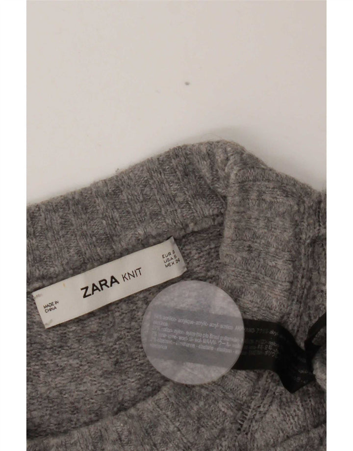 Maglione maglione oversize con collo dolcevita da donna Zara UK 10 piccolo grigio screziato