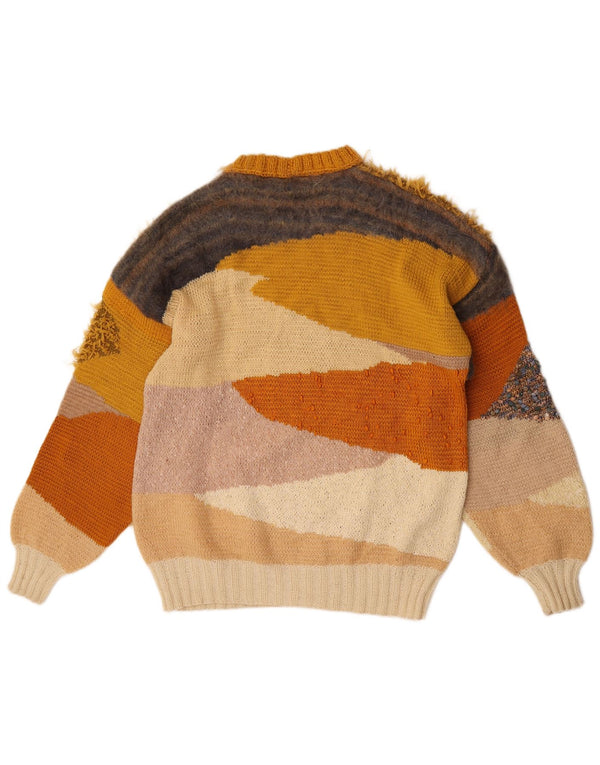 Maglione maglione girocollo da donna vintage UK 16 grande multicolore