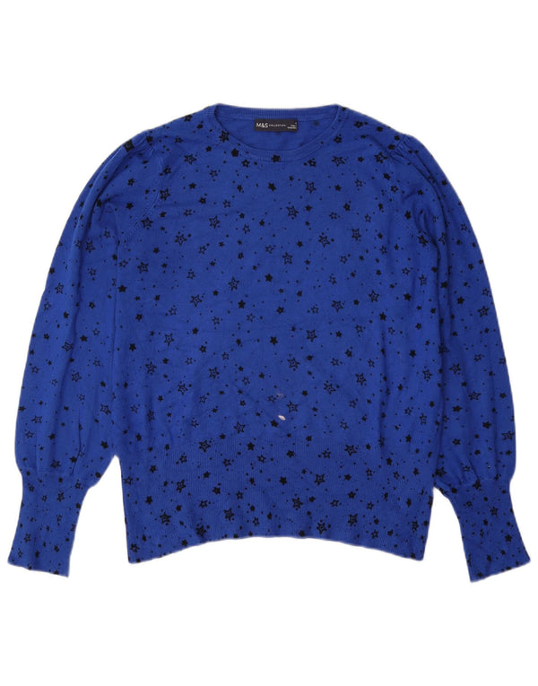 Maglione maglione con scollo a barca da donna Marks & Spencer UK 14 Blu medio