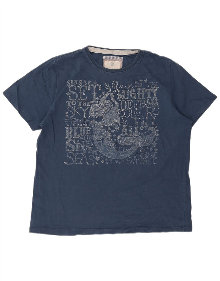 T-shirt grafica da uomo Fat Face Top XL in cotone blu