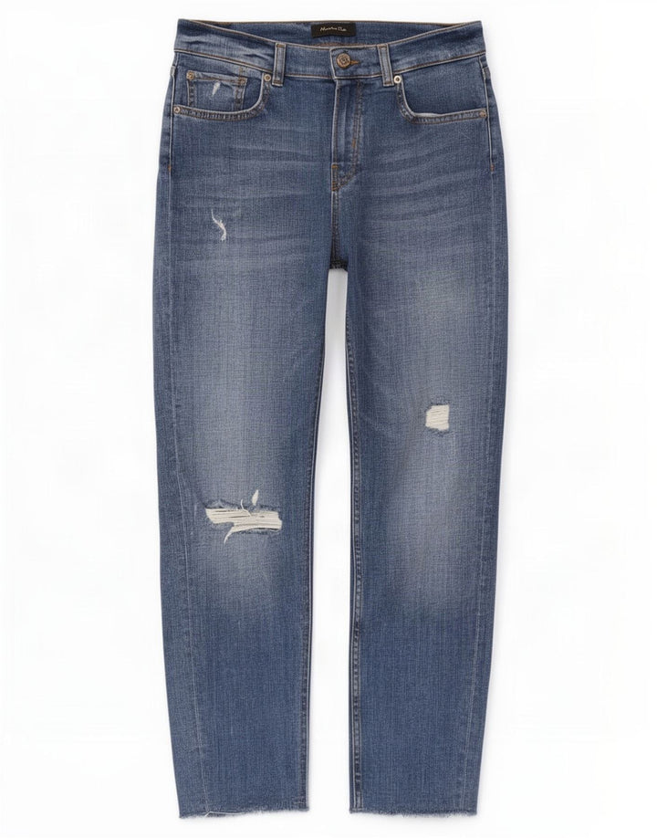 Jeans slim effetto consumato da donna Massimo Dutti EU 38 piccolo W28 L27 blu