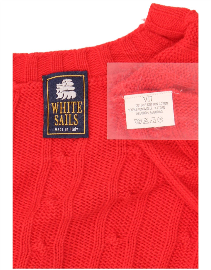 WHITE SAILS Maglione da uomo con scollo a V XL in cotone rosso