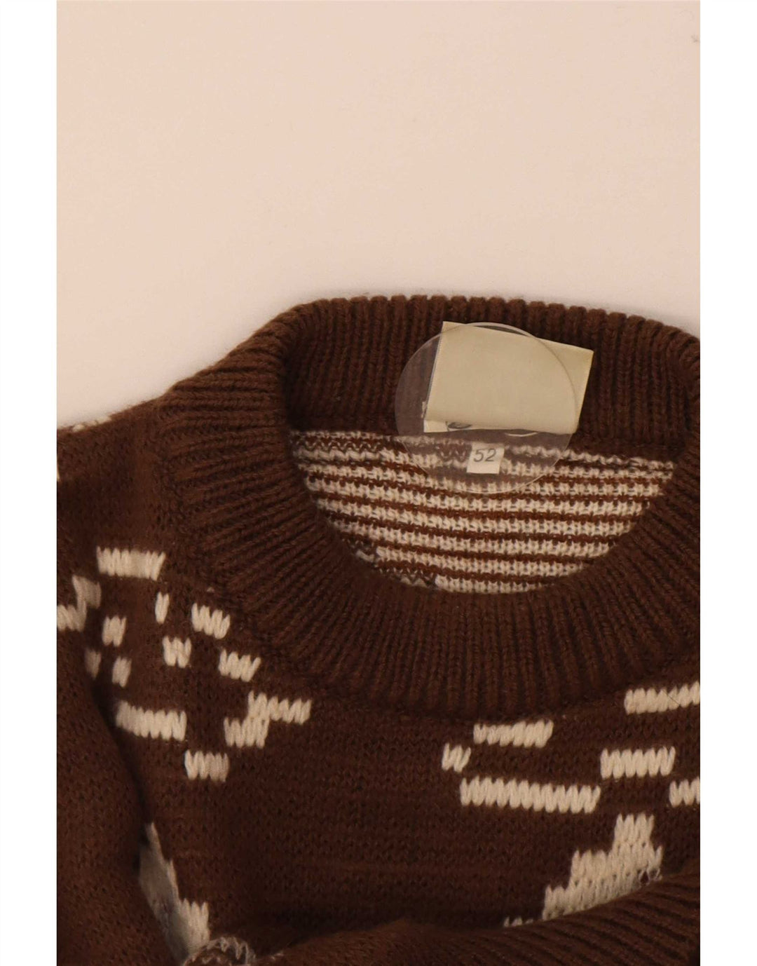 4 Castella Maglione girocollo con grafica da uomo IT 52 Large in lana marrone