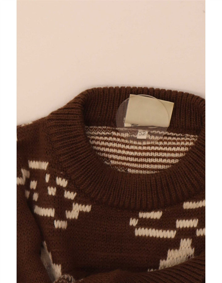 4 Castella Maglione girocollo con grafica da uomo IT 52 Large in lana marrone