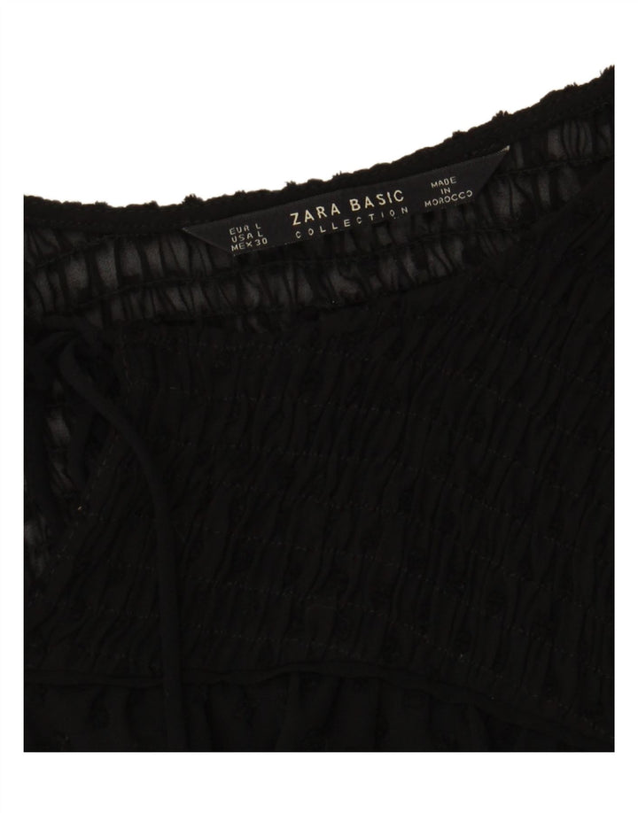 ZARA Womens Blouse Top UK 16 Large Black Vintage Zara and Second-Hand Zara from Messina Hembry 