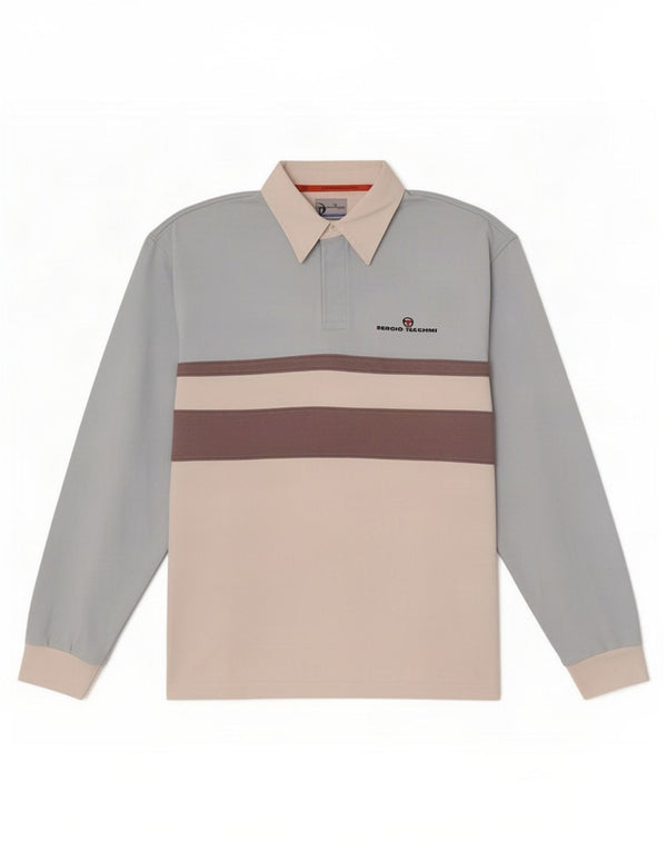 Polo da rugby da uomo a maniche lunghe Sergio Tacchini IT 52 XL Colorblock blu