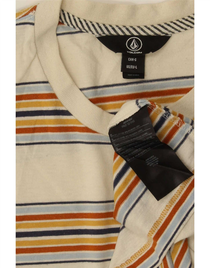 T-shirt da uomo Volcom Top grande in cotone a righe beige