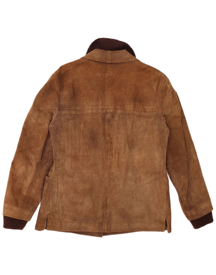 Giacca vintage in pelle scamosciata da uomo IT 52 grande marrone