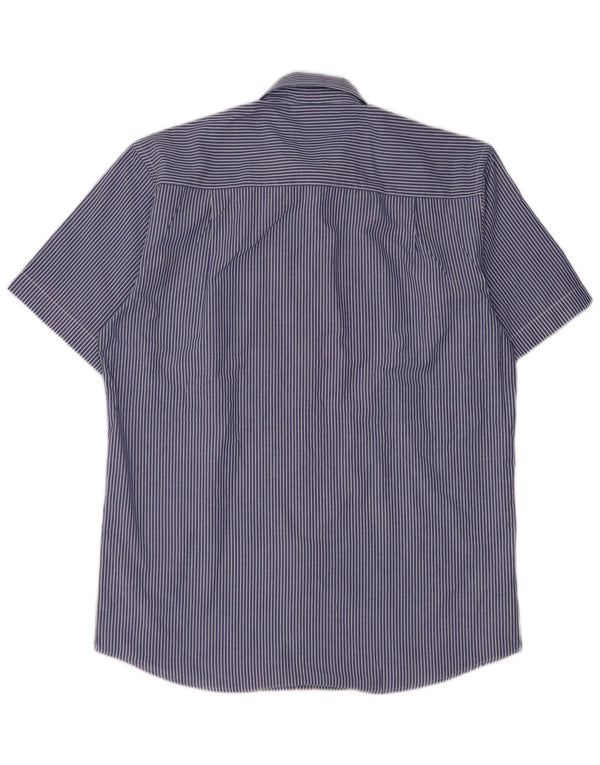 Camicia da uomo a maniche corte vestibilità regolare Pierre Cardin blu medio gessato